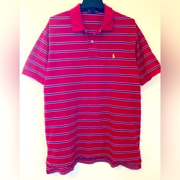 Ralph Lauren Vintage Polo Sz XL Red Striped Short Sleeve Shirt - Picture 4 of 10